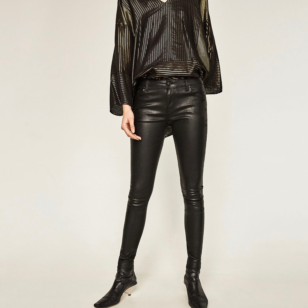 Zara coated/ waxed skinny jeans